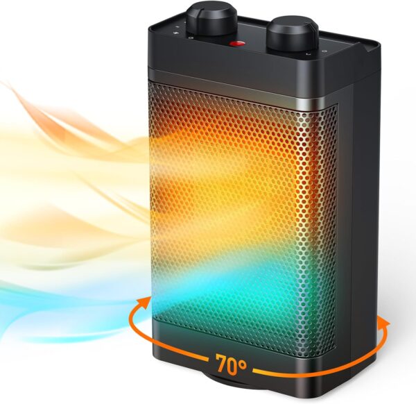 Calefactor Electrico, Mini Calefactor bajo Consumo con 1500W 3 Modos de Eléctrico, 70 ° Oscilante, Calentador de Espacio Silencioso para el Funcionamiento en la Oficina, Sala de Estar, Dormitorio
