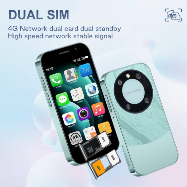 ZOKOE P60pro Mini teléfono Celular teléfono Inteligente para niños Pantalla de 3 Pulgadas 2000 mAh 2GB RAM 16GB ROM 2.0+5.0MP desbloqueo Facial 4G sin Contrato teléfono (Verde) - Image 2