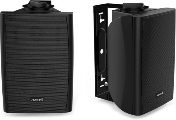 Audibax Elipse 4 Black - Altavoces Pasivos de Estantería HiFi - Pareja de Altavoces Estereo de 2 Vías - Potencia Continua de 20W - Soporte de Pared Incluido - Altavoces con Woofer de 4" - Image 2