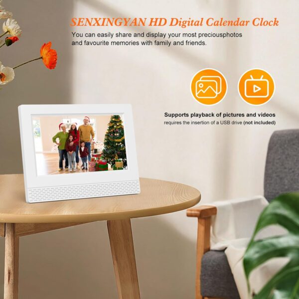 SENXINGYAN 7" LCD Reloj Digital Calendario con Fecha, Calendario Reloj con Fecha, día y Hora | Reloj Alzheimer | Reloj para Adultos Mayores, Es un Regalo para Los Padres (Negro) - Image 7