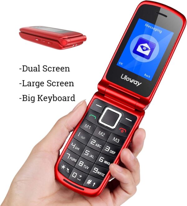 uleway simple mobile Teléfono Móvil para Mayores, con Tapa de Teclas Grandes, Botón SOS, Pantalla de 2,4 Pulgadas, Llamada Rápida, Sonido Fuerte de Radio, 1000mAh Batería, Fácil Uso para Ancianos - Image 2