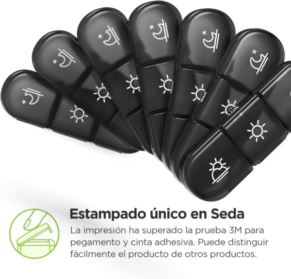 AUVON Pastillero Semanal 3 Tomas Español, Pastillero Diario Grande 7 Dias con 21 Compartimentos, Dosificador de Comprimidos Portátil para Medicinas, Vitaminas, Aceite de Pescado - Image 4