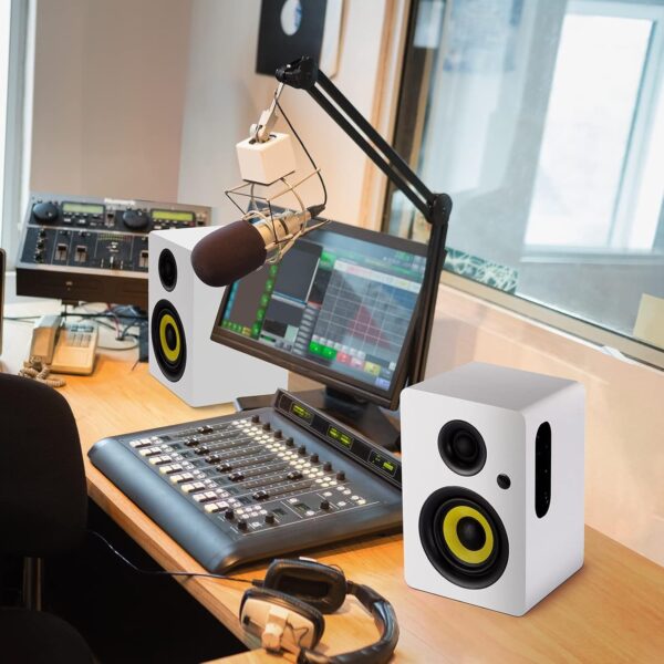 Sanyun SW206 Altavoces de estantería de Modo Dual de 80 W - Monitor de Estudio y Modo HiFi - Altavoz de Fibra de Carbono de 4 Pulgadas - Tweeter de cúpula de película de Seda de 25 núcleos – Blanco - Image 5
