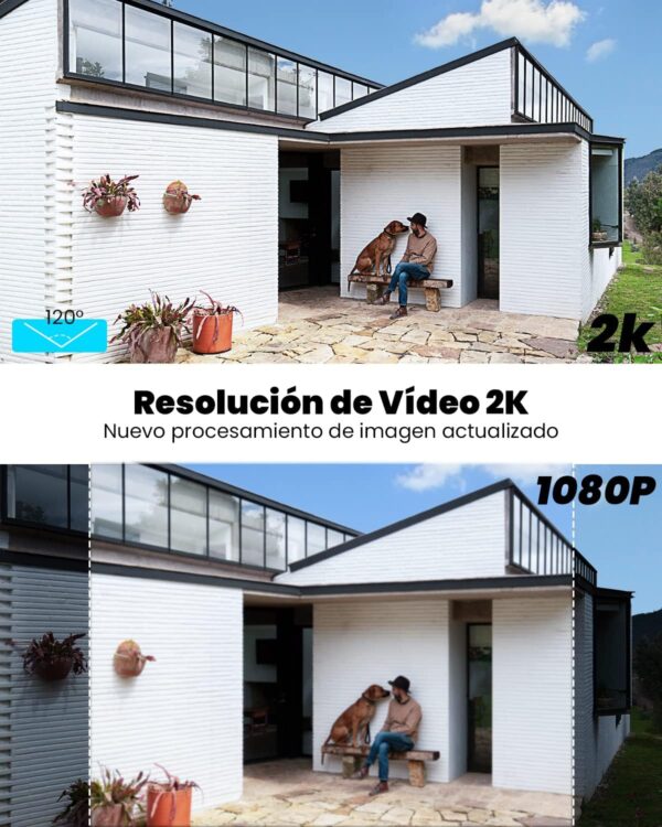ieGeek 2K 15000mAh Batería Camara Vigilancia WiFi Exterior, Camara de Seguridad Exterior Puede Girar 360 ​​°/ Inclinarse,Detección de Movimiento PIR, Visión Nocturna a Color, Alarma de Luz y Sonido - Image 2