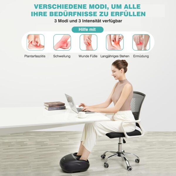KNQZE Masajeador de pies con calor para, Masajeador eléctrico de pies Shiatsu con Rodillos y Compresión de Aire, Control Remoto y Temporizadores, Alivia el Cansancio Muscular y la Fascitis Plantar - Image 3