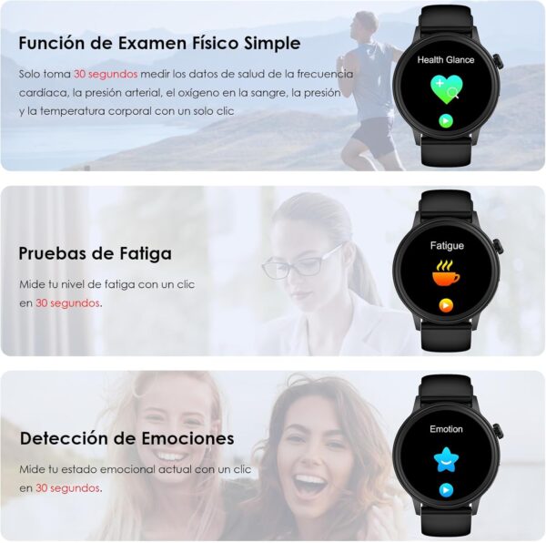 YYKY 2024 Nuevo Reloj Inteligente con 𝐆𝐥𝐮𝐜𝐞𝐦𝐢𝐚/ECG/Ácido Úrico/Lípidos, 1.39" Smartwatch con Detección de BMI/Fatiga/Emociones/Presión Arterial/Temperatura Corporal/Sueño para Android iOS - Image 5