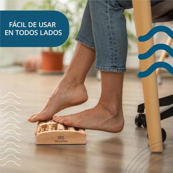 TheraFlow Masajeador Dual de Pies - Acupuntura Shiatsu Original - Madera - Talle XL con Rodillo de Acupresión para y Alivio de Fascitis Plantar - Con Gráfico de Reflexología Podal y Manual de Uso - XL - Image 7