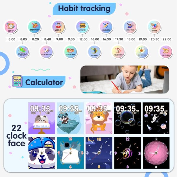 Igreeman Reloj Inteligente Niños-Smartwatch Telefónica para Niño y Niña con Llamar 19 Juegos Podómetro SOS Audiolibro Música Cámara Linterna Despertador-Reloj Niños Regalo para niños 4-10 años(Azul) - Image 6