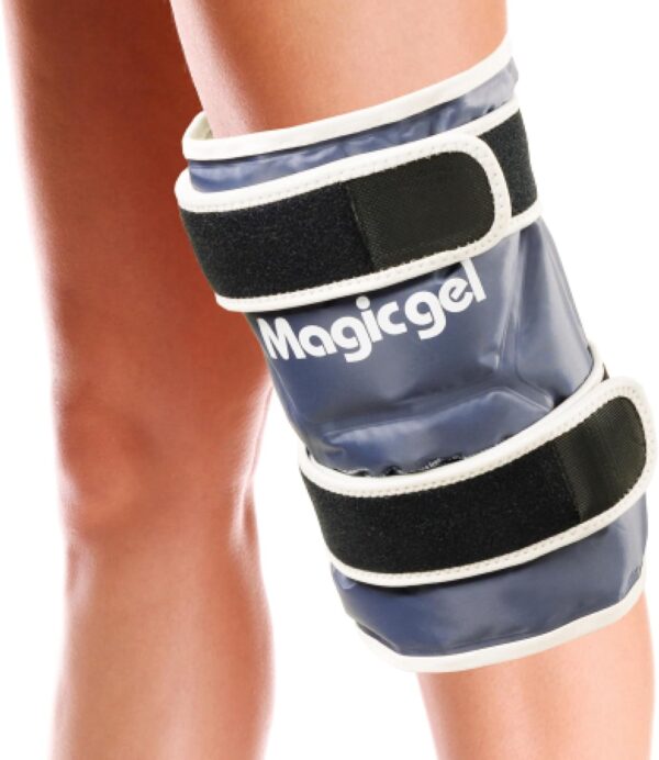 Paquete de hielo en la rodilla con envoltura profesional - Compresión y terapia de frío - Reutilizable para artritis, esguinces, tendinitis de la rótula - (por Magic Gel)