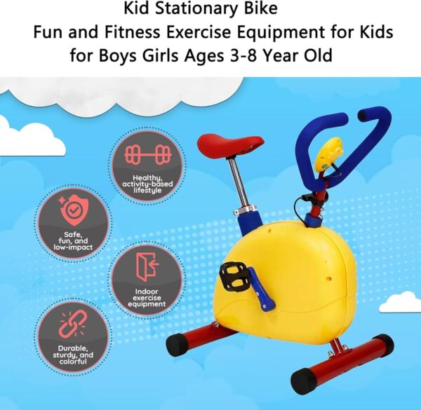 Equipo De Ejercicio Divertido Y Fitness para NiñOs, Bicicleta EstáTica De Interior con Asiento Ajustable, Adecuado para NiñOs De 3 A 8 AñOs - Image 3