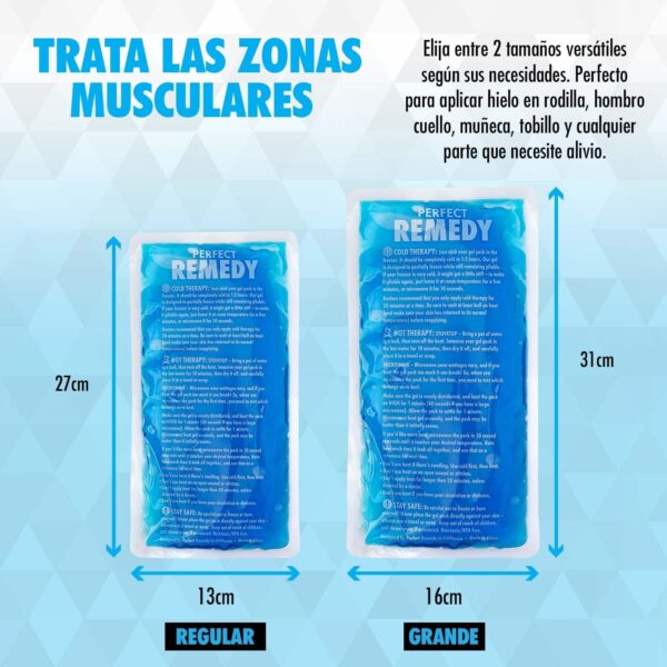 Bolsa Gel Frío para Lesiones Reutilizable (27 cm x 13 cm) - Bolsa Gel Frío y Calor Flexible y Suave para Alivio del Dolor de Rodilla, Espalda, Cuello,Tobillo y Rehabilitación [1 Pack, Azul] - Image 5