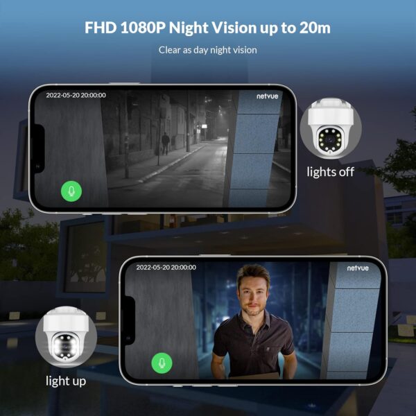 NETVUE Camara Vigilancia WiFi Exterior, Domicilio FHD Vista a 360° y Audio Bidireccional, Interior y Detección de Movimiento, Visión Nocturna en Color - Image 7