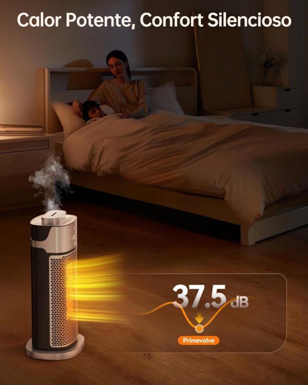 Calefactor Electrico Bajo Consumo, Primevolve 2000W Calefactor Ceramico con ECO Modo y Humidificación Soporte de Control Remoto 12H Timing 70° Oscilación, para Dormitorio Oficina Hogar - Image 5