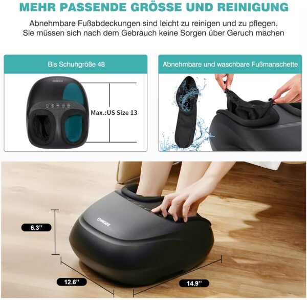 KNQZE Masajeador de pies con calor para, Masajeador eléctrico de pies Shiatsu con Rodillos y Compresión de Aire, Control Remoto y Temporizadores, Alivia el Cansancio Muscular y la Fascitis Plantar - Image 6