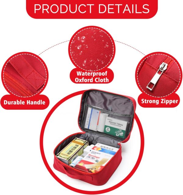 TAVADA 5pcs Botiquín de Primeros Auxilios,Bolsa Médica Vacio,Primeros Auxilios Portátil Bolsa,Kit de Primeros Auxilios,para Hogar,Oficina,Viajes,Camping Gran Capacidad Bolsa de Primeros Auxilios - Image 3