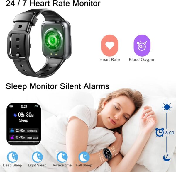 Reloj Inteligente Hombre Mujer, Nueva Smartwatch con Pulsómetro, 1.69" Smartwatch Hombre con Monitor de Sueño, Podómetro, 25 Modos Deportes, Impermeable IP68 Pulsera Actividad para Android iOS 2024 - Image 3