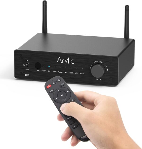 Arylic B50 Bluetooth aptX HD Amplificador Estéreo con Transmisor de Audio, Amplificador de 2 Canales 50W*2 con HDMI ARC, Phono in y App Gratuita GO Control. - Image 7