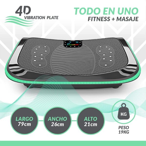 Bluefin Plataforma Vibratoria de Fitness con Triple Motor 4D | Masaje de Terapia Magnética I Altavoces Bluetooth 4.0 (Negro) - Image 7