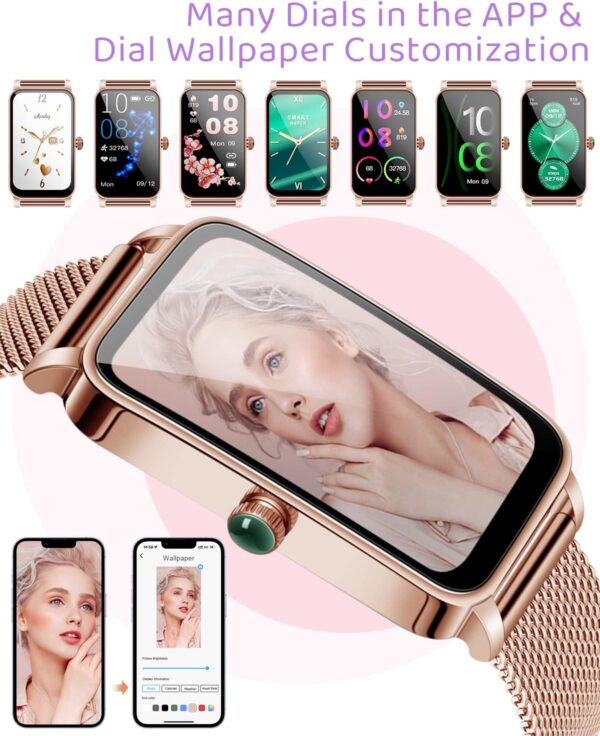 BOCLOUD Reloj Inteligente Mujer Pequeño Smartwatch Redondo para iPhone y Android, con frecuencia cardíaca/Monitor de sueño/Pantalla de Mensajes/Responder/Hacer Llamadas, rastreador de - Image 4