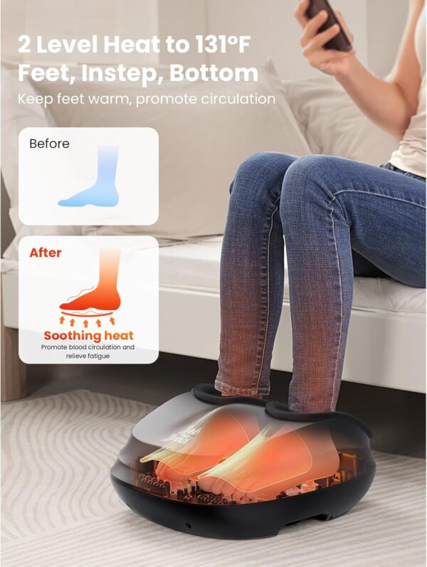 BOB AND BRAD Lite Masajeador de Pies con Calor, Shiatsu Masajeador Pies para Fascitis Plantar, Masaje Pies de Amasado Profundo, Masajeador Pies Electrico Adapta a Pies Hasta Hombres Tamaño 46 - Image 3