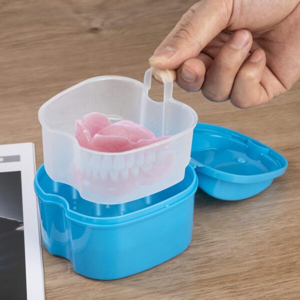 Caja de Dentadura Postiza Caja de Baño Estuche para Dentadura con Colador para Dientes Falsos Almacenamiento Remojo Limpieza - Image 2