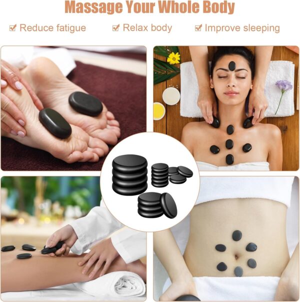 Hot Stone Massage Set, Kit de masaje con piedras calientes, dispositivo de calor con piedras calientes, piedras de masaje calientes hechas de basalto, para masajes, relajación, SPA(16 Stones) - Image 3