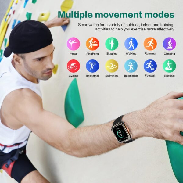 MIGOUFIT Smartwatch Hombre Militar con Llamadas Bluetooth 5.0, Actividad Fitness Reloj Inteligente Hombre con Podómetro Reloj de Impermeable,con 123 Deportes Modos de de Compatible para Android iOS - Image 8