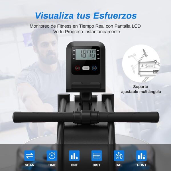 MERACH Máquina de Remo de Agua para Casa, Máquina de Remo con Inclinación de 45° y Mayor Resistencia, Capacidad de Peso de 160 kg, con Conexión Bluetooth (Agua) - Image 5