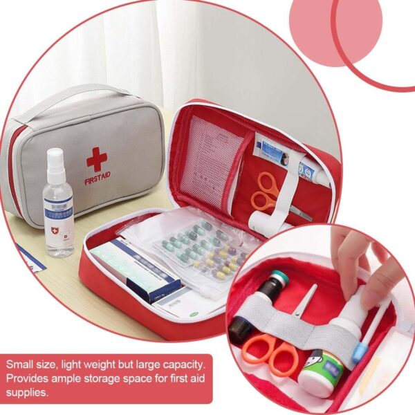 XPEX 2 Piezas Kit De Primeros Auxilios De Viaje Portátil,230 * 130Mm Bolsa Medicamentos Viaje, Mini Vacío Botiquín De Primeros Auxilios, Para El Hogar Montañismo Al Aire Libre,Salvaje(Rojo/Gris) - Image 4