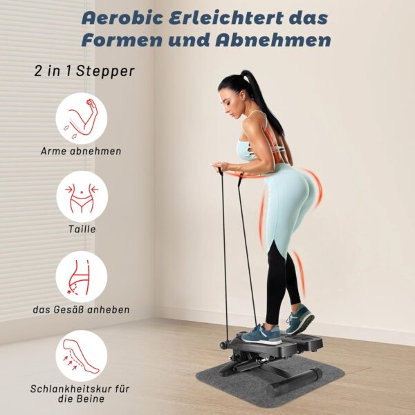 BOWEICORE Stepper para el Hogar, Steppers para Ejercicios con Pantalla LCD y Bandas de Resistencia para Principiantes y avanzados, para Entrenamiento de piernas y glúteos Máximo 150 kg - Image 3