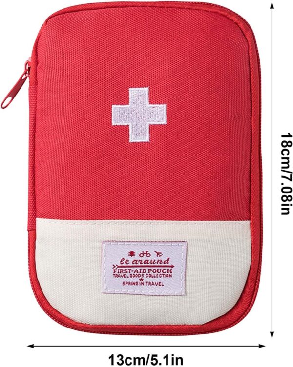 Disnace Bolsa Médica Vacía, Botiquín de Primeros Auxilios, Mini Botiquín de Medicina, Neceser Medicamentos Viaje, Mini Botiquín Médico Vacío, Kit De Primeros Auxilios De Viaje Portátil (Rojo) - Image 2