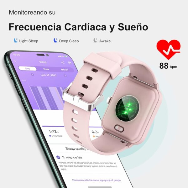 Blackview Smartwatch, Reloj Inteligente Mujer - Oxímetro de Pulso (SpO2) Sueño | Esfera de Reloj de DIY | Caloría Podómetro | 1,83" Pulsera Actividad para Android iOS (Versión Mejorada) - Image 3