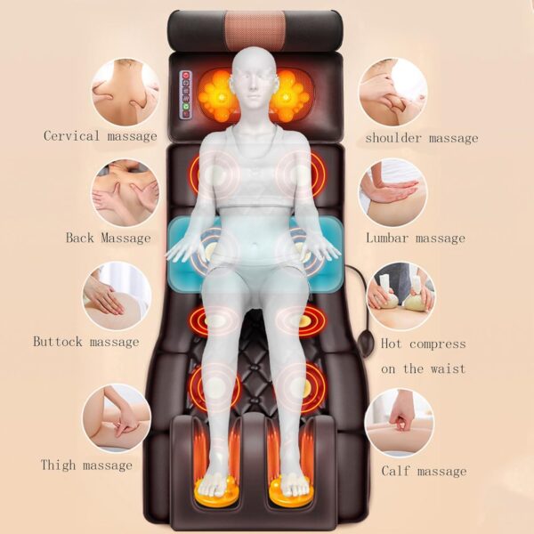SSLW Estera De Masaje De Cuerpo Completo con Calor para Aliviar El Dolor De Espalda, Cama De Masaje De Espalda con 10 Motores Vibratorios, Vibración, Amasamiento Y Masaje De Todo El Cuerpo del Cuello - Image 6