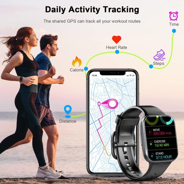 Reloj Inteligente Hombre Mujer, Nueva Smartwatch con Pulsómetro, 1.69" Smartwatch Hombre con Monitor de Sueño, Podómetro, 25 Modos Deportes, Impermeable IP68 Pulsera Actividad para Android iOS 2024 - Image 4