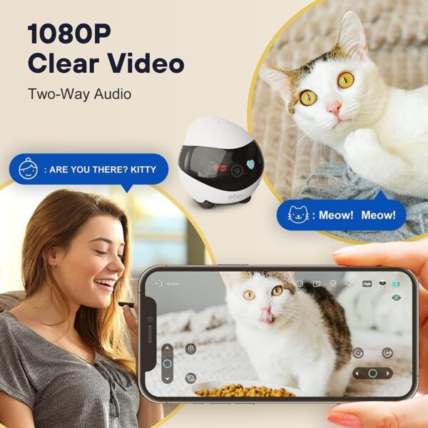 Enabot EBO SE Cámara para Perros con Aplicación,1080P Cámara para Mascotas,Cámara de Vigilancia Interior con Audio Bidireccional,Visión Nocturna,Detección de Movimiento,Modo de Privacidad - Image 3