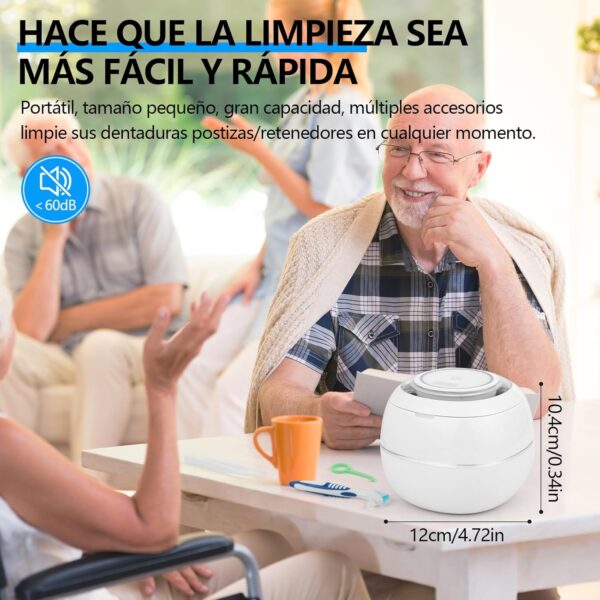 Limpiador Ultrasónico UV, 42000HZ Limpiador Ultrasonidos Dental 180ml para Dentaduras Postizas, Alineadores, Retenedores, Cabezas de Cepillos de Dientes, 30W Limpieza Ultrasónico Eficiente de 360° - Image 6