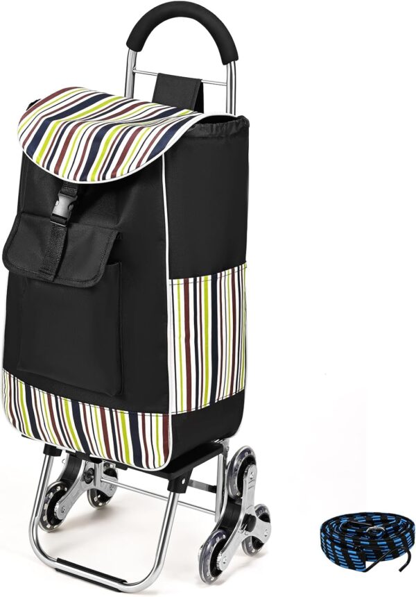 Taphnw Carro de la Compra con 6 Ruedas, Carrito Compra Plegable, Capacidad 32L, Carga Máxima de 30kg, Bolsa Impermeable Desmontable Ruedas de Acero Inoxidable, para Subir Escaleras