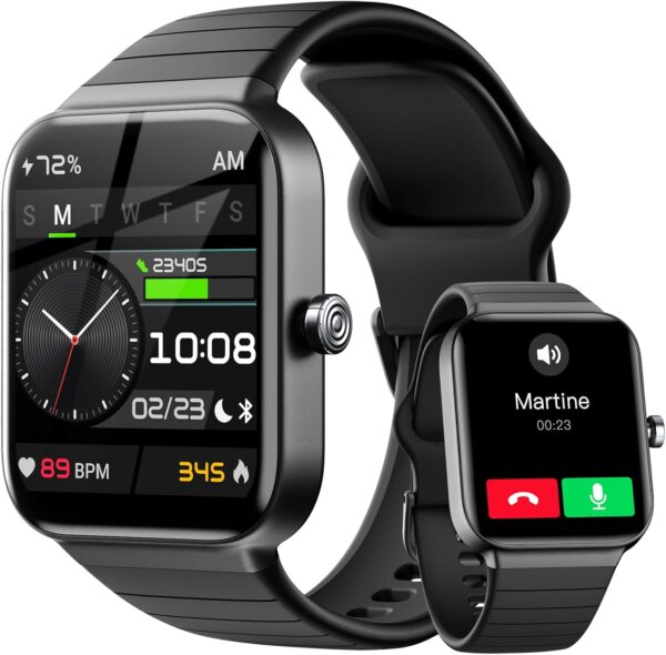 Reloj Inteligente Mujer con Llamadas y Voz de Alexa, 1.8" Smartwatch IP68 Reloj Deportivo Hombre con 100+ Modos Deportivos, Pulsera Actividad Pulsómetro/Monitor de Sueño/Podómetro para Android iOS