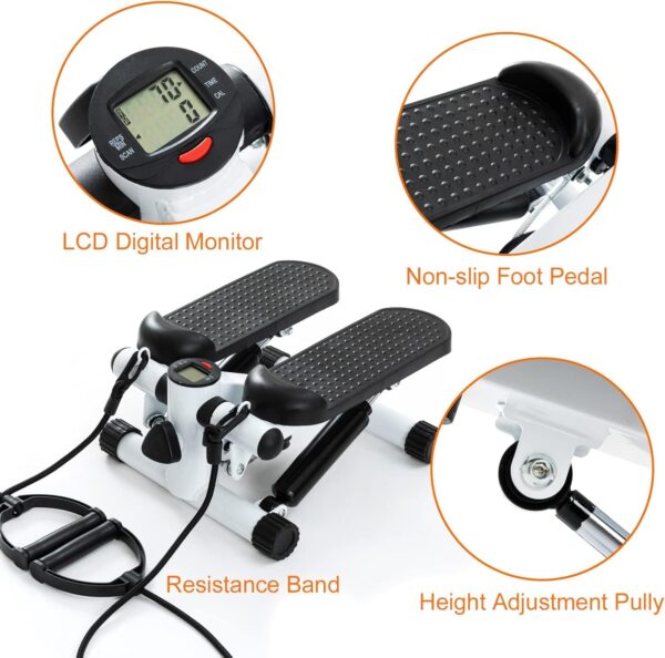 Stepper de Fitness para Entrenamiento en Casa | Stepper de Bajo Impacto con Bandas de Resistencia o Manillar | Ejercicio de Cuerpo Completo en Casa o Gym | Entrenamiento Cardio y Tonificación Muscular - Image 7