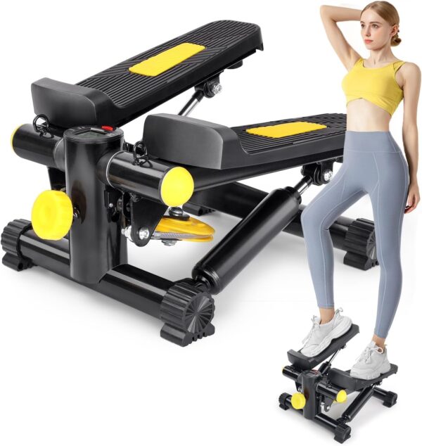 Mini stepper 2 en 1 para casa con Power Ropes, Swing Up Down Stepper con pantalla LCD, entrenador de pierna/brazos, entrenamiento en casa para ejercicios