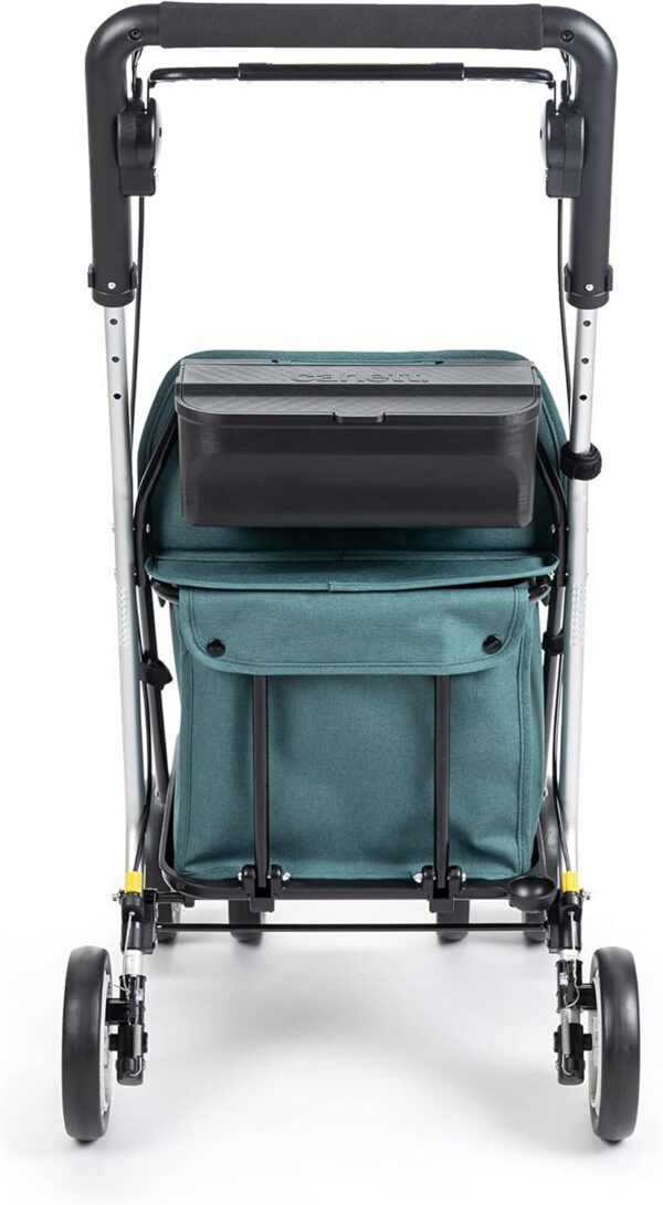 Carlett – Carro de la Compra y Andador con Asiento para Ancianos - Carrito Plegable para Supermercado de 4 Ruedas, con Bolsa Extraíble 29L/15kg – Modelo Comfort, Color Verde - Image 4