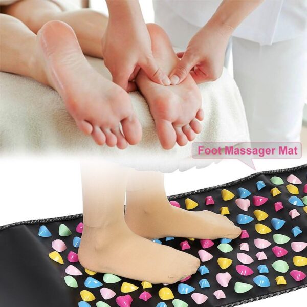 Estera de piedra para masaje de pies, alfombra de acupresión de relajación muscular de sección larga negra para masaje de pies - Image 8