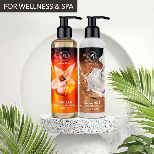Aceite de Masaje Sensual de Vainilla y Coco 2x200ml - con Aceites de Almendra - Semillas de Uva - Aceite de Coco - Cosméticos Naturales - Aceite de Masaje - Aceite de Masaje y Relajación - Image 3