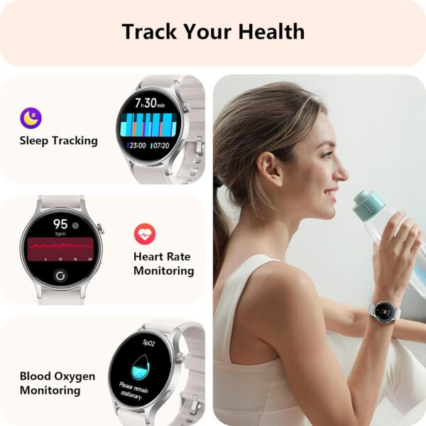 Reloj inteligente para hombre y mujer, con llamada, 1,32 pulgadas, AMOLED Smartwatch para mujer, función de visualización, 120 modos deportivos, frecuencia cardíaca, sueño, SpO2, reloj de fitness, - Image 2