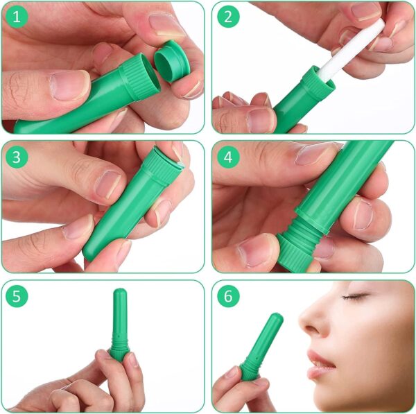 Kiuiom Plástico Tubo Aromaterapia,Tubos de Aceite Esencial,Palillos de Inhalador,Inhaladores Nasales 7pc Inhalador Aromaterapia con Mechas para Relajar el Cuerpo y Ayudarlo Dormir - Image 4