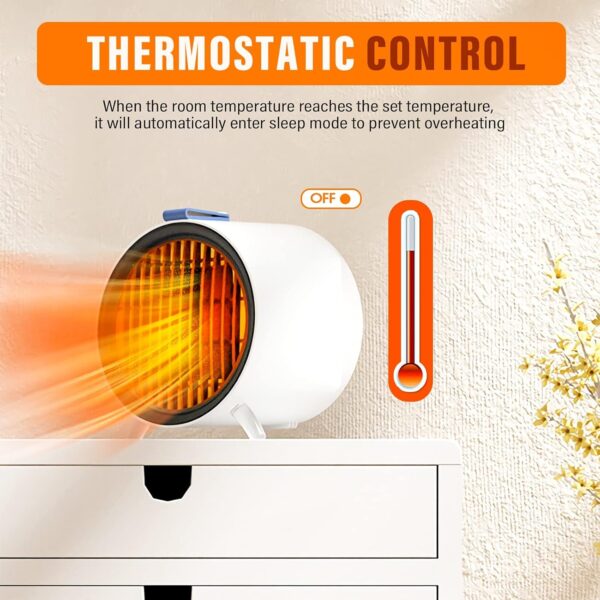 Calefacción, Mini Calefactor, Silencioso, 500W, Bajo Consumo Pequeños Portátil, PTC Calentador de Cerámica, con Protección Contra Sobrecalentamiento, Para Casa, Habitaciones y Oficinas - Image 3