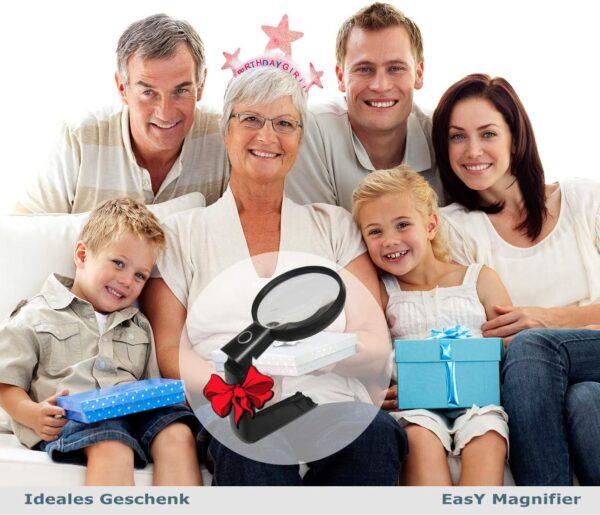 EASY MAGNIFIER Lupa de Mesa para Leer Libros con Luz LED 2x/4x Trabajo; Lupas Lectura de Gran Aumento Profesional; Lupa de Mano Niños iluminada; Regalos para Personas Mayores - Image 2
