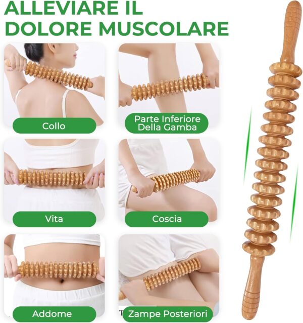 Rodillo Masaje Muscular, Anti Celulitis Masajeador, Masaje Maderoterapia Madera, para Masaje del Cuerpo Alivio Del Dolor Muscular Y Relajación (M) - Image 7