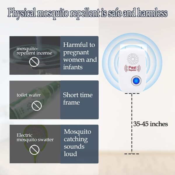 RUTIDA Repelente Ultrasónico de Plagas, 6 Pack Electrónico Repelente Mosquitos Control de Plagas, Repelente Ultrasónico Ratas para Anti Mosquitos, Moscas, Ratones, Cucarachas, Arañas, Roedores… - Image 7