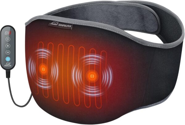 Snailax Cinturón calefactor para espalda cuello abdomen, cinturón calefactor eléctrico con masaje por vibración, cinturón calefactor portátil con desconexión automática, regalos para mujeres, hombres